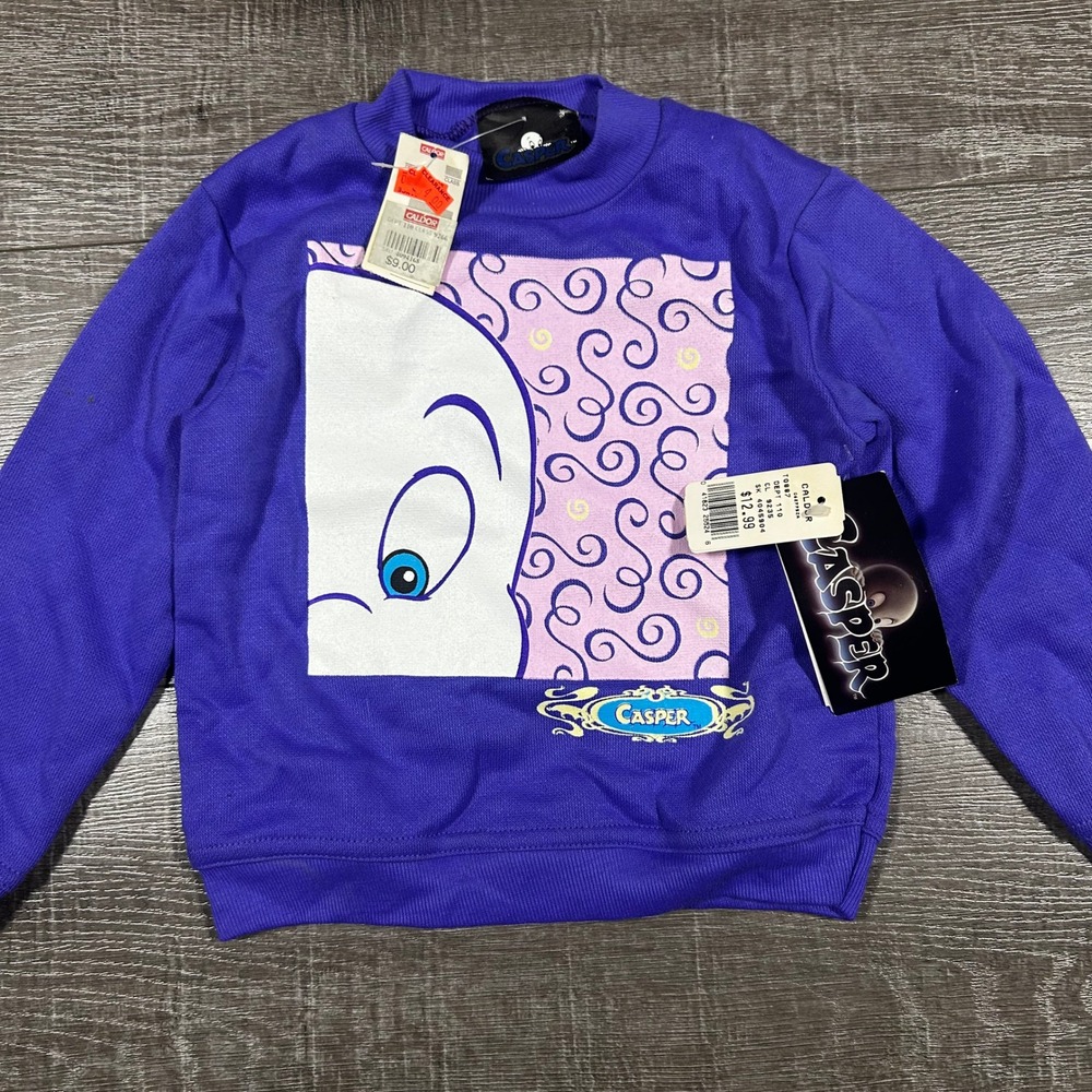Vintage 1995 Casper the Friendly Ghost Purple Sweatshirt Kids 3T NWT Deadstock